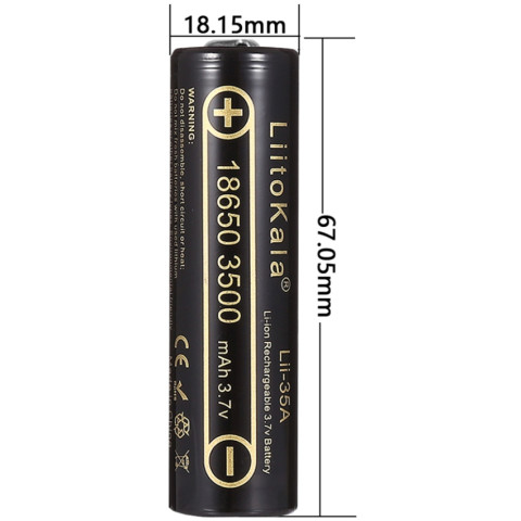 Акумулятор 18650 LiitoKala, 35A-JT, 3500mAh, 3.7V li-ion battery, 1 pcs