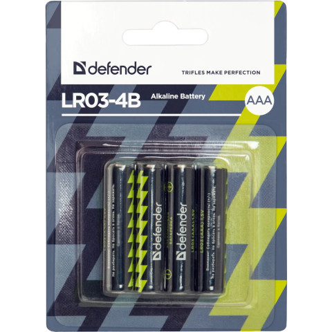 Батарейка AAA/LR03, Лужна, Defender, (блістер 4 шт.)