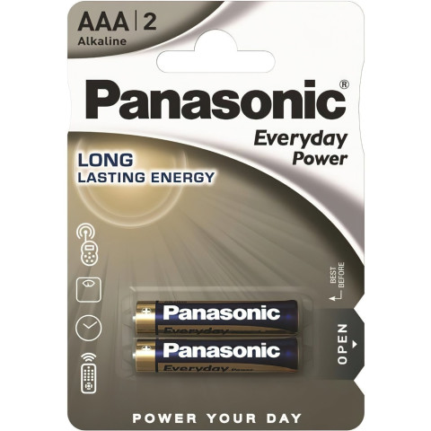 Батарейка AAA, 1.5V, EVERYDAY POWER лужна, Panasonic, блістер, 2 шт