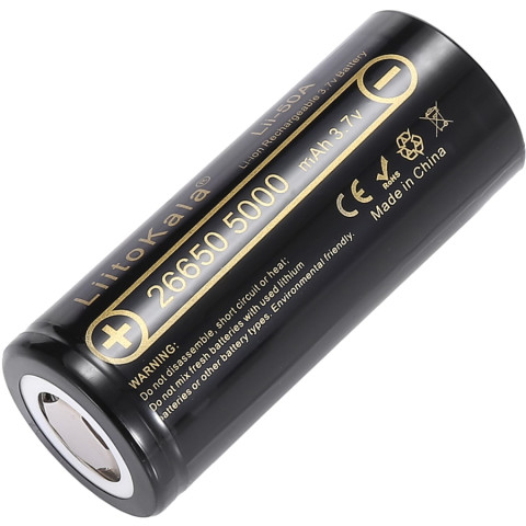 Акумулятор 26650 LiitoKala, Lii-50A, 5000mAh, 3.7V li-ion battery, 1 pcs