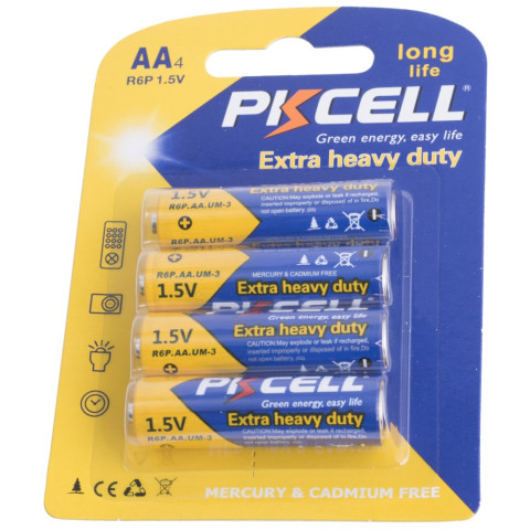 Батарейка AA/LR6, 1.5V, Extra heavy duty, PKCELL, 4pc/card