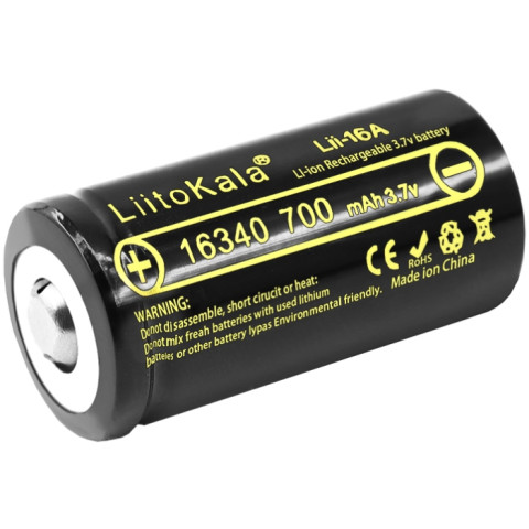 Акумулятор 16340 LiitoKala, Lii-16A, 700mAh, 3.7V li-ion battery, 1 pcs