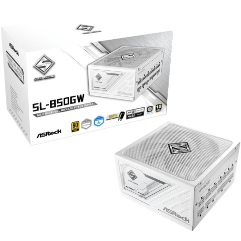 БЖ 850W ASRock SteelLegend White SL-850GW ATX 3.1 135mm, 80+ Gold, Fully Modular, Retail