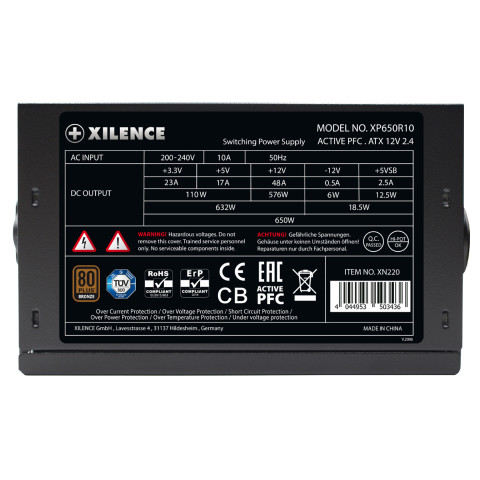 БЖ 650W Xilence XP650R10 Gaming series, 140mm, 80+ BRONZE, Semi-Modular, Retail Box