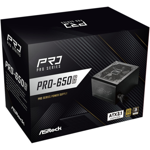 БЖ 650W ASRock PRO PRO-650G 120mm, 80+ Gold, Retail