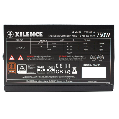 БЖ 750W Xilence XP750R10 Gaming 80+ BRONZE, 120mm, Retail Box