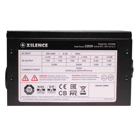 БЖ 500W Xilence XP500R6 Performance C, 120mm, ~85%, Retail Box
