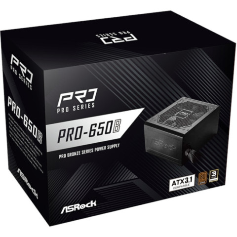 БЖ 650W ASRock PRO PRO-650B 120mm, 80+ Bronze, Retail