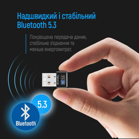 Адаптер Bluetooth v5.3 USB, чорний Colorway