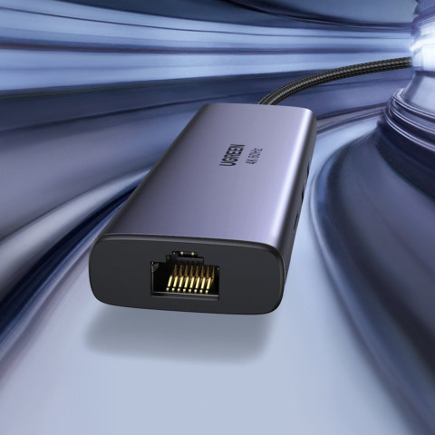 Док-станція USB3.1 Type-C -> HDMI 4K60Hz/USB 3.0x2/RJ45/SD/TF/PD 100W Ugreen CM512 Сіра