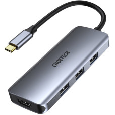 Док-станція USB3.1 Type-C -> HDMI4K30Hz/3хUSB 3.0/Type-C/ PD100W/SD/TF 7 in 1Choetech