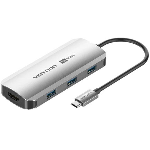 Док-станція USB3.1 Type-C -> HDMI 60Hz/USB 3.0x3/PD 100W 5-in-1 Vention