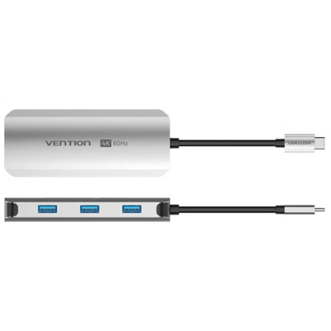 Док-станція USB3.1 Type-C -> HDMI 60Hz/USB 3.0x3/PD 100W 5-in-1 Vention