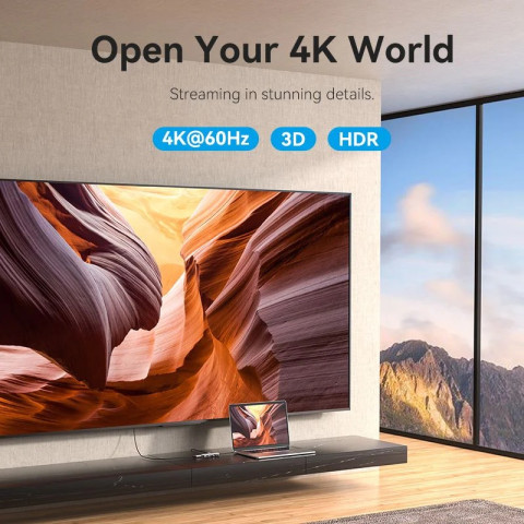 Док-станція USB3.1 Type-C -> HDMI 60Hz/USB 3.0x3/PD 100W 5-in-1 Vention