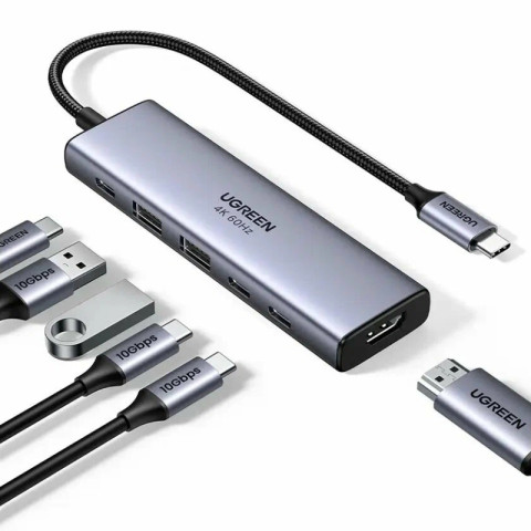 Док-станція USB3.2 Type-C -> HDMI 4K60Hz/2хUSB 3.0/2xUSB-C PD 100 Вт CM511 Ugreen