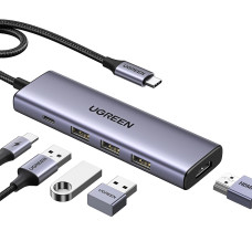 Док-станція USB3.1 Type-C -> HDMI 4K60Hz/3xUSB-А 3.0/Type-C/PD 100W 5-in-1 CM511 Ugreen