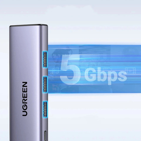 Док-станція USB3.1 Type-C -> HDMI 4K60Hz/3xUSB-А 3.0/Type-C/PD 100W 5-in-1 CM511 Ugreen