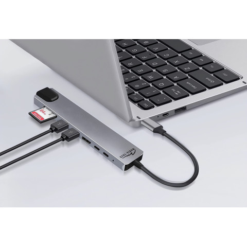 Док-станція USB3.1 Type-C ->HDMI/2xUSB-A/2xUSB-C/RJ45/SD/TF/PD 100W 8 in 1 Media-Tech