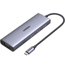 Док-станція USB3.1 Type-C -> HDMI 4K30Hz/VGA/USB 3.0х3/RJ45/SD/TF/PD/3,5мм TRRS 100W 10-in-1 CM498