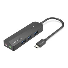 Хаб USB 3.1 Type-C -> 3xUSB 3.0/MicroUSB/3.5mm Sound Adapter чорний Vention