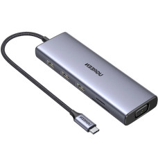 Док-станція USB3.1 Type-C -> HDMI 60Hz/VGA/USB 3.0х3/RJ45/SD/TF/PD 100W 9-in-1 CM498 Ugreen