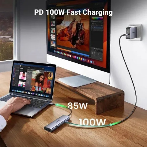 Док-станція USB3.1 Type-C -> HDMI 60Hz/VGA/USB 3.0х3/RJ45/SD/TF/PD 100W 9-in-1 CM498 Ugreen