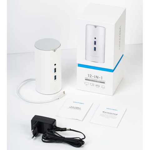 Док-станція USB3.1 Type-C -> HDMI/VGA/USB3.0x3/RJ45/SD/TF/TRRS 3.5m/PD/DC100W12-in-1Ventio