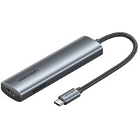 Док-станція USB3.0 Type-C -> HDMI /USB 3.0/USB 2.0/Type-C 2.0/ PD 100W Hub 5-in-1 Vention