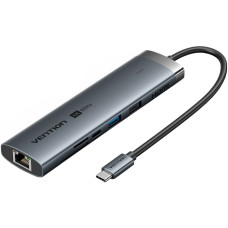 Док-станція USB3.2 Type-C -> HDMI/USB3.0/USB2.0/RJ45/SD/TF/PD 100W Hub 8-in-1 Vention