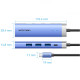 Док-станція USB3.1 Type-C -> HDMI/USB 3.0x3/PD 100W Blue Aluminum Alloy Hub 5-in-1 Vention