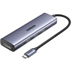 Док-станція USB3.0 Type-C -> DP 4K60Hz/3xUSB-А /2xType-C/100W 5-in-1 CM511 Ugreen