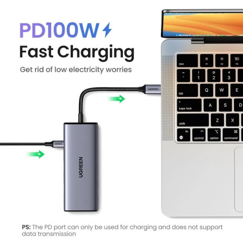 Док-станція USB3.0 Type-C -> HDMIx2/1хUSB-A 3.0/3хUSB-A 2.0/ PD MST CM498 Ugreen