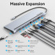 Док-станція USB3.1 Type-C -> HDMI/VGA/USB3.0x3/RJ45/SD/TF/TRRS 3.5mm/PD 100W Vention 11in1