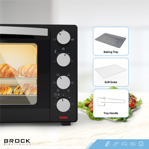Електрична піч BROCK TO 3002 B 1600Вт/ 30л /електроплита/ механічне керування/чорна