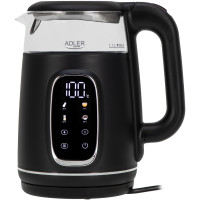 Електрочайник Adler AD 1305 black silver 1850-2200Вт/ 1.7л/ скло/ встановлення температури/