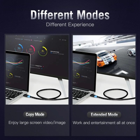Кабель HDMI M - M, 1.0 м, V2.0, 4K 60Гц, PVC, чорний, Vention