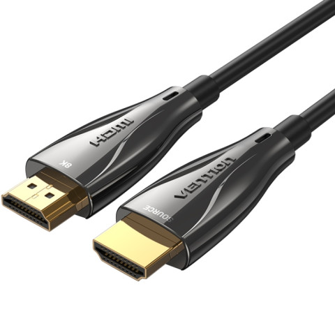 Кабель HDMI M - M, 60.0 м, V2.1, Optical 8K 60Гц 48Gbps Dolby 7.1 TPE Black Zinc Alloy Type Vention