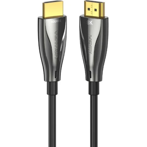 Кабель HDMI M - M, 60.0 м, V2.1, Optical 8K 60Гц 48Gbps Dolby 7.1 TPE Black Zinc Alloy Type Vention