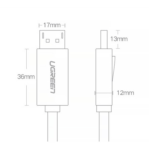 Кабель DisplayPort M - M V1.2 Cable 4K@60Hz; 2K@144Hz 5m DP102 чорний UGREEN