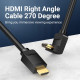 Кабель HDMI M - M, 1.0м, V2.0, 4K 60Гц, кут 270°, PVC, чорний Vention