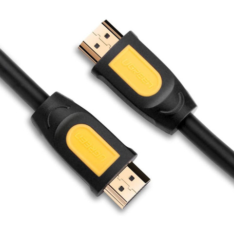 Кабель HDMI M - M, 1.0 м, V2.0 Round Cable 4K, HD101 UGREEN Чорний+Жовтий