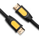 Кабель HDMI M - M, 1.0 м, V2.0 Round Cable 4K, HD101 UGREEN Чорний+Жовтий