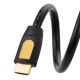 Кабель HDMI M - M, 1.0 м, V2.0 Round Cable 4K, HD101 UGREEN Чорний+Жовтий