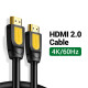 Кабель HDMI M - M, 1.0 м, V2.0 Round Cable 4K, HD101 UGREEN Чорний+Жовтий
