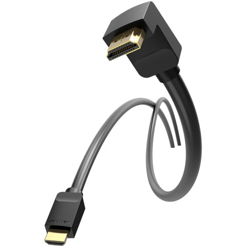 Кабель HDMI M - M, 1.5м, V2.0, 4K 60Гц, кут 270°, PVC, чорний Vention