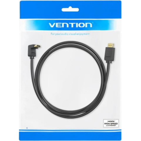 Кабель HDMI M - M, 1.5м, V2.0, 4K 60Гц, кут 270°, PVC, чорний Vention