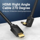 Кабель HDMI M - M, 3.0 м, V2.0, 4K 60Гц, кут 270°, PVC, чорний Vention