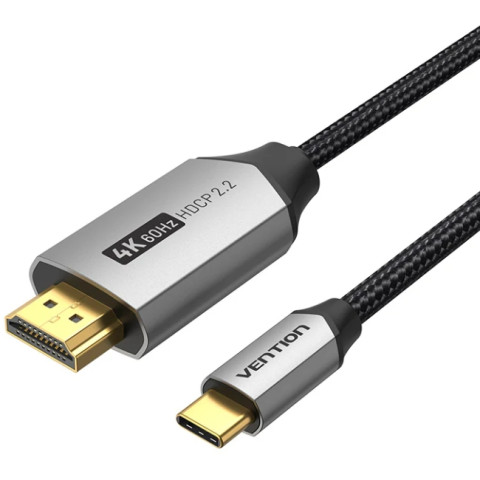 Кабель USB 3.1 Type-C M - HDMI M, 2.0m v.2.0 4K 60Hz Aluminum Alloy Type чорний Vention