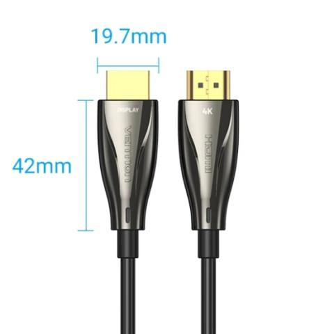 Кабель HDMI M - M, 30.0 м, V2.0, Optical 4K 60Гц 18Gbps Dolby 7.1 PVC Black Zinc Alloy Vention