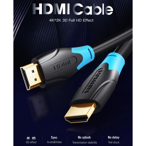 Кабель HDMI M - M, 15.0 м, V2.0, 4K/HD 60Гц, PVC type, чорний, Vention